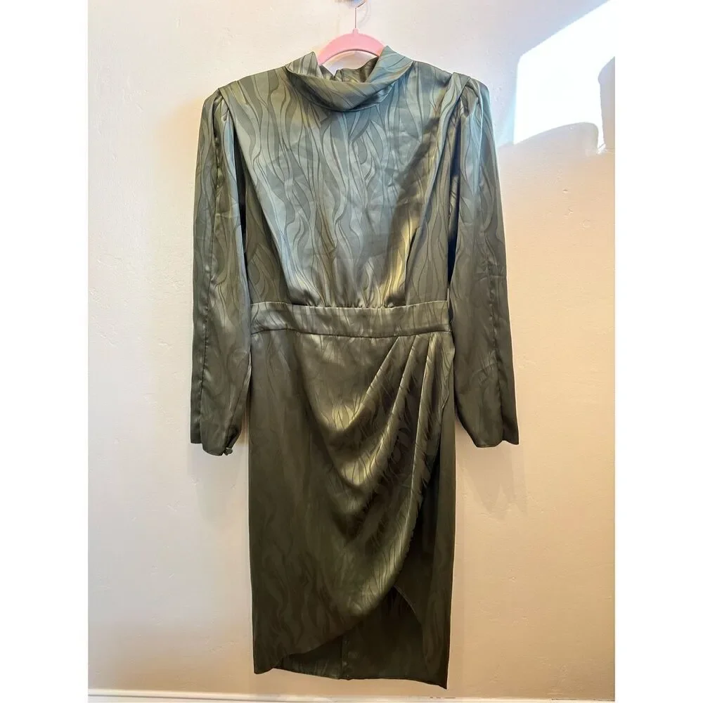 Ronny Kobo Green Long Sleeve Dress With Peek a Boo Back Size 12